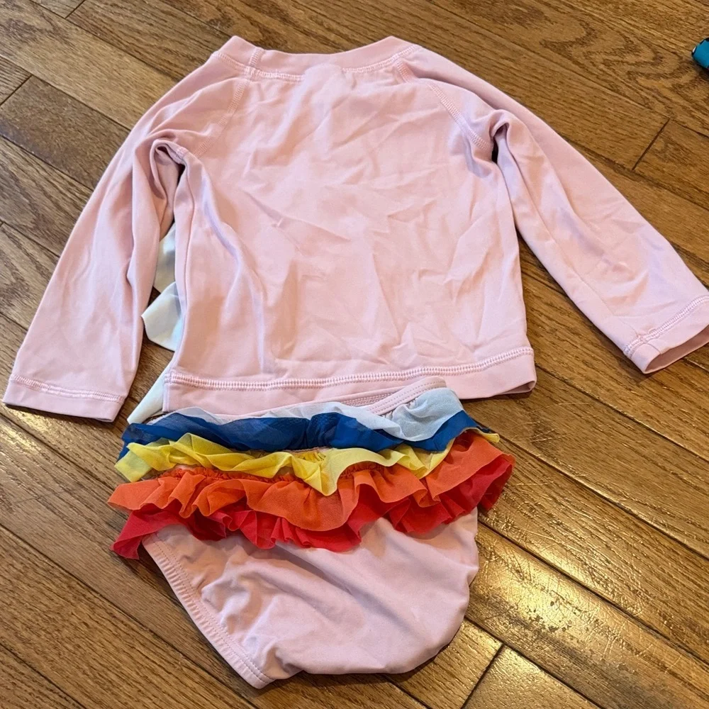 Hanna Andersson Pink Unicorn Rashguard Swim Set